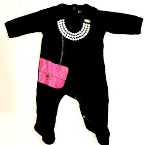 Sara Kety Girls' Pearls & Purse Footie